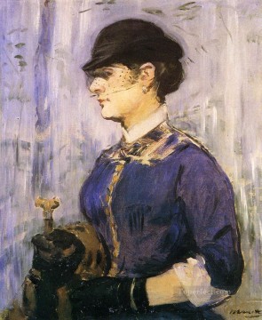  sombrero Pintura al %C3%B3leo - Mujer joven con sombrero redondo Eduard Manet